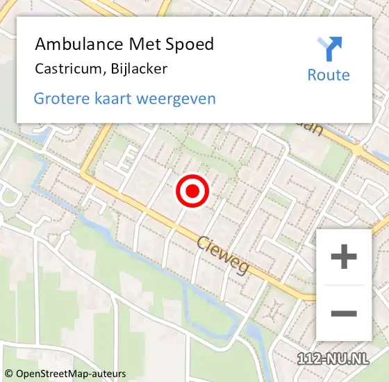 Locatie op kaart van de 112 melding: Ambulance Met Spoed Naar Castricum, Bijlacker op 1 september 2021 11:58