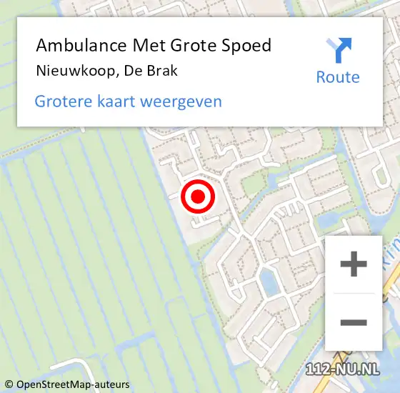 Locatie op kaart van de 112 melding: Ambulance Met Grote Spoed Naar Nieuwkoop, De Brak op 1 september 2021 12:02