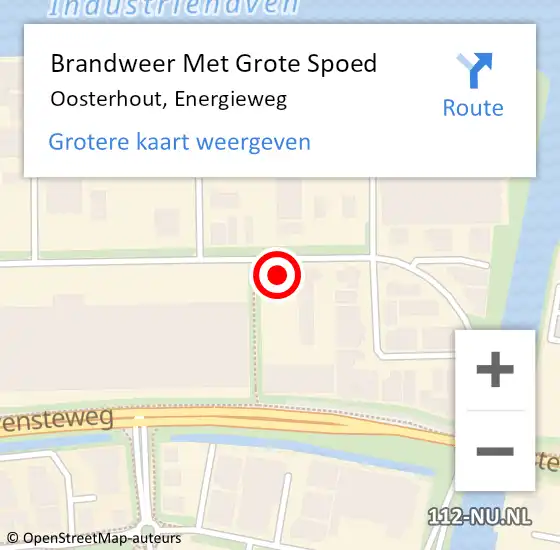 Locatie op kaart van de 112 melding: Brandweer Met Grote Spoed Naar Oosterhout, Energieweg op 1 september 2021 12:06