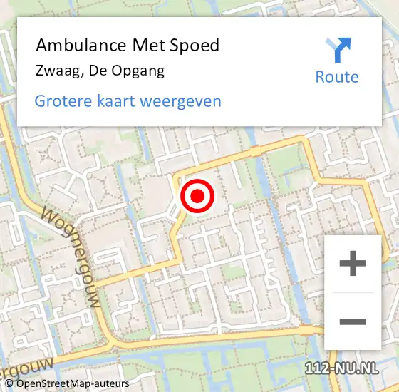 Locatie op kaart van de 112 melding: Ambulance Met Spoed Naar Zwaag, De Opgang op 1 september 2021 12:09