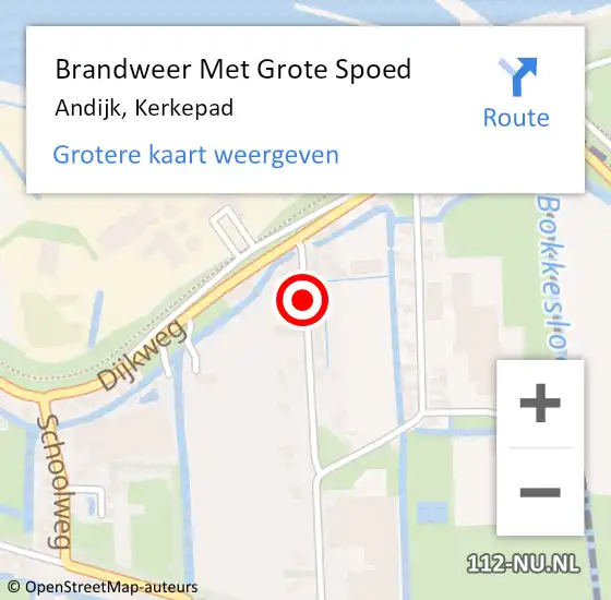 Locatie op kaart van de 112 melding: Brandweer Met Grote Spoed Naar Andijk, Kerkepad op 1 september 2021 12:28