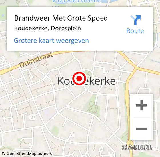 Locatie op kaart van de 112 melding: Brandweer Met Grote Spoed Naar Koudekerke, Dorpsplein op 1 september 2021 12:52
