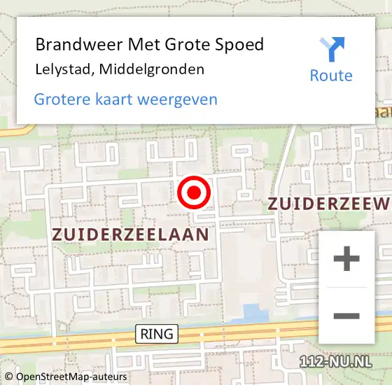 Locatie op kaart van de 112 melding: Brandweer Met Grote Spoed Naar Lelystad, Middelgronden op 1 september 2021 13:13