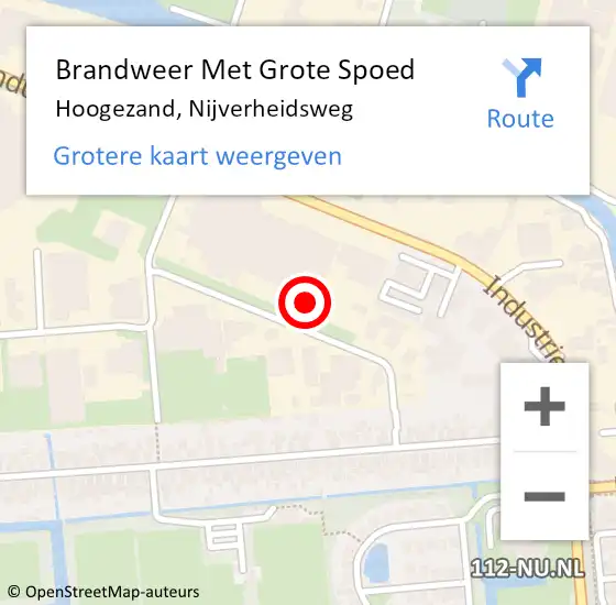 Locatie op kaart van de 112 melding: Brandweer Met Grote Spoed Naar Hoogezand, Nijverheidsweg op 1 september 2021 13:36