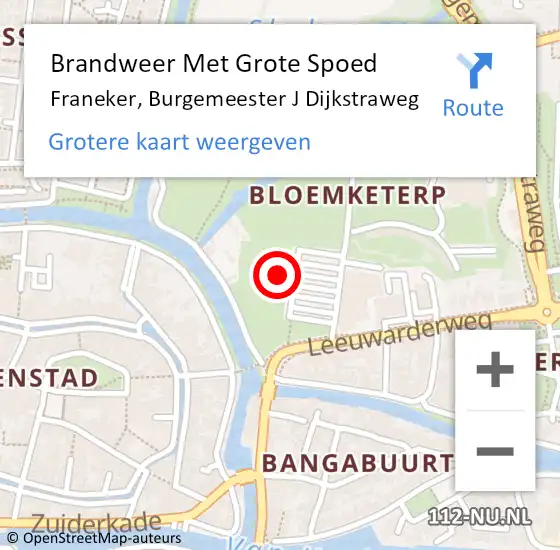 Locatie op kaart van de 112 melding: Brandweer Met Grote Spoed Naar Franeker, Burgemeester J Dijkstraweg op 1 september 2021 13:42