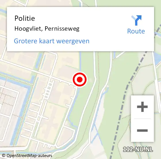 Locatie op kaart van de 112 melding: Politie Hoogvliet, Pernisseweg op 1 september 2021 13:49