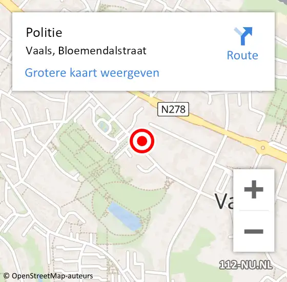 Locatie op kaart van de 112 melding: Politie Vaals, Bloemendalstraat op 1 september 2021 13:51