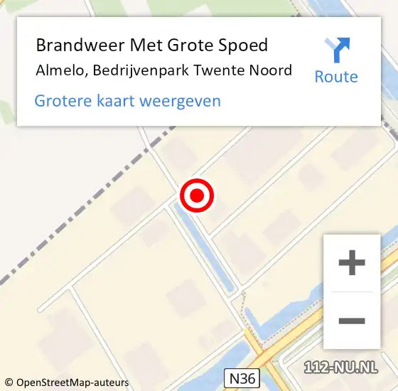 Locatie op kaart van de 112 melding: Brandweer Met Grote Spoed Naar Almelo, Bedrijvenpark Twente Noord op 1 september 2021 13:59