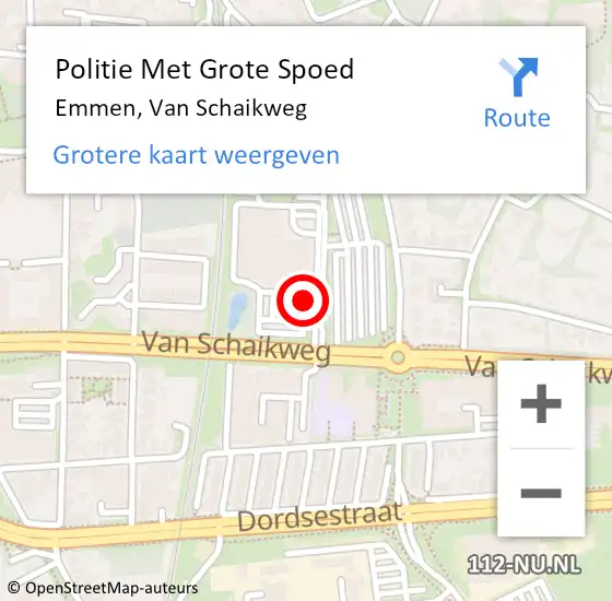 Locatie op kaart van de 112 melding: Politie Met Grote Spoed Naar Emmen, Van Schaikweg op 1 september 2021 14:15