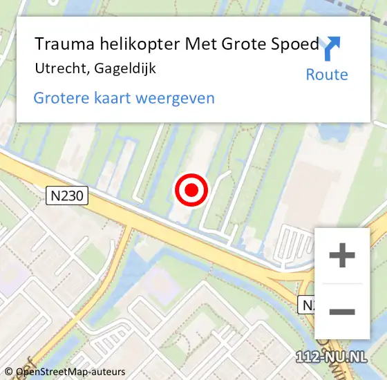 Locatie op kaart van de 112 melding: Trauma helikopter Met Grote Spoed Naar Utrecht, Gageldijk op 1 september 2021 14:49