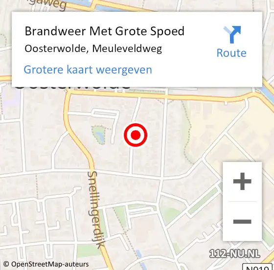 Locatie op kaart van de 112 melding: Brandweer Met Grote Spoed Naar Oosterwolde, Meuleveldweg op 1 september 2021 14:52