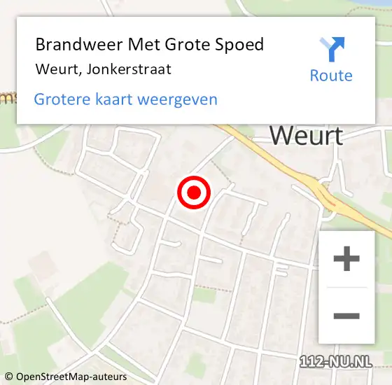 Locatie op kaart van de 112 melding: Brandweer Met Grote Spoed Naar Weurt, Jonkerstraat op 1 september 2021 14:59