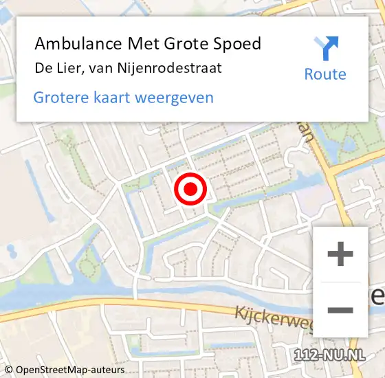 Locatie op kaart van de 112 melding: Ambulance Met Grote Spoed Naar De Lier, van Nijenrodestraat op 1 september 2021 15:13