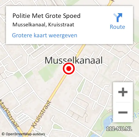 Locatie op kaart van de 112 melding: Politie Met Grote Spoed Naar Musselkanaal, Kruisstraat op 1 september 2021 15:16