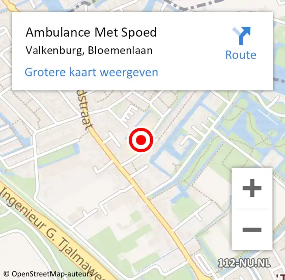 Locatie op kaart van de 112 melding: Ambulance Met Spoed Naar Valkenburg, Bloemenlaan op 1 september 2021 15:32