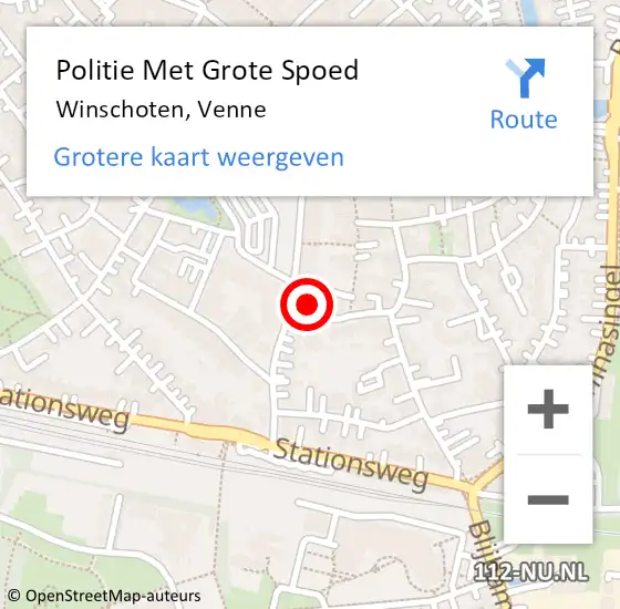 Locatie op kaart van de 112 melding: Politie Met Grote Spoed Naar Winschoten, Venne op 1 september 2021 15:41