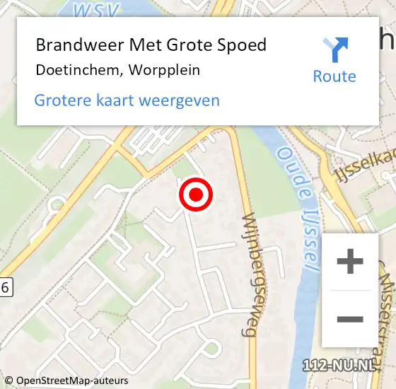 Locatie op kaart van de 112 melding: Brandweer Met Grote Spoed Naar Doetinchem, Worpplein op 1 september 2021 15:52