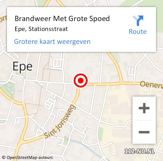 Locatie op kaart van de 112 melding: Brandweer Met Grote Spoed Naar Epe, Stationsstraat op 1 september 2021 16:01