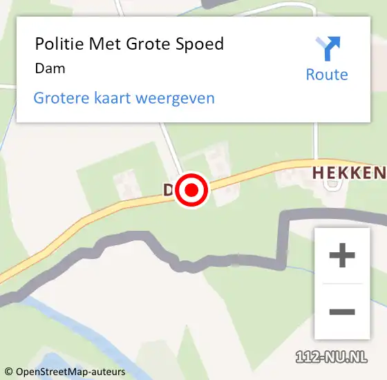 Locatie op kaart van de 112 melding: Politie Met Grote Spoed Naar Dam op 1 september 2021 16:11