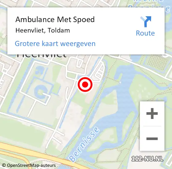 Locatie op kaart van de 112 melding: Ambulance Met Spoed Naar Heenvliet, Toldam op 1 september 2021 16:14