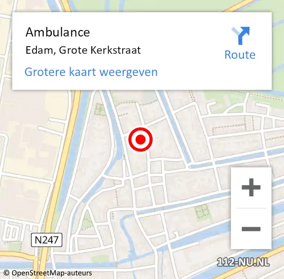 Locatie op kaart van de 112 melding: Ambulance Edam, Grote Kerkstraat op 1 september 2021 16:18