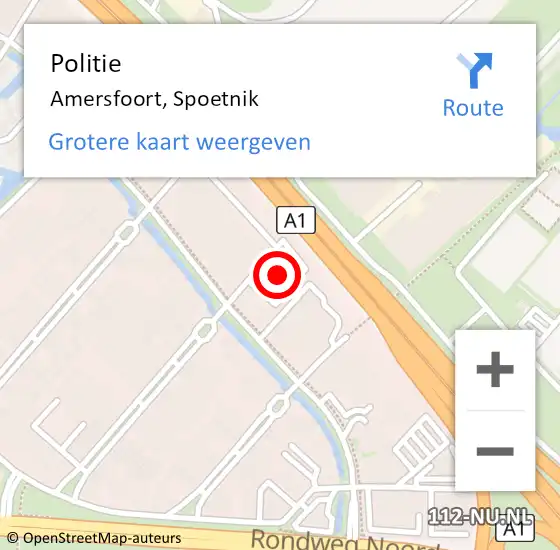 Locatie op kaart van de 112 melding: Politie Amersfoort, Spoetnik op 1 september 2021 16:48