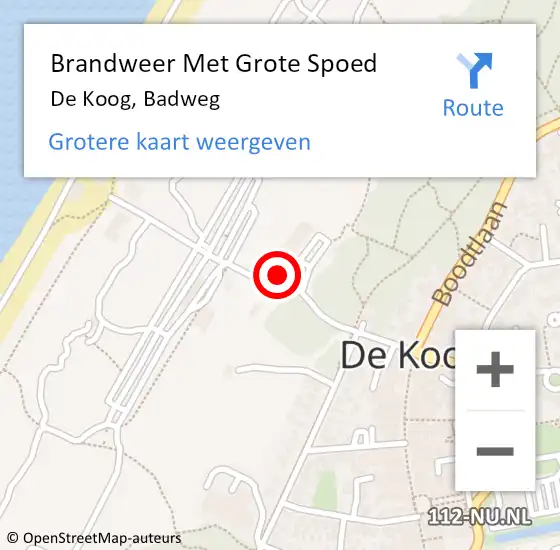 Locatie op kaart van de 112 melding: Brandweer Met Grote Spoed Naar De Koog, Badweg op 1 september 2021 16:51