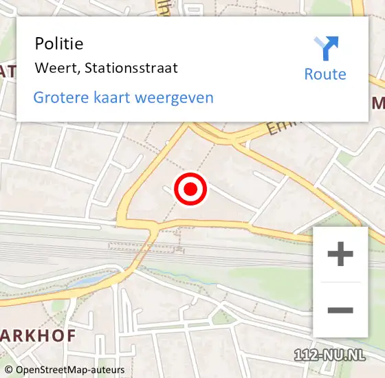 Locatie op kaart van de 112 melding: Politie Weert, Stationsstraat op 1 september 2021 16:54