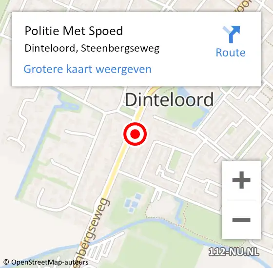 Locatie op kaart van de 112 melding: Politie Met Spoed Naar Dinteloord, Steenbergseweg op 1 september 2021 17:06