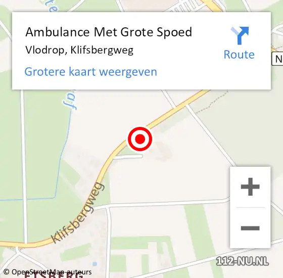 Locatie op kaart van de 112 melding: Ambulance Met Grote Spoed Naar Vlodrop, Klifsbergweg op 21 juni 2014 14:25