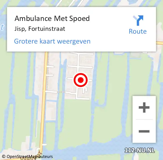 Locatie op kaart van de 112 melding: Ambulance Met Spoed Naar Jisp, Fortuinstraat op 1 september 2021 17:28