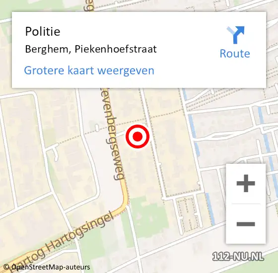 Locatie op kaart van de 112 melding: Politie Berghem, Piekenhoefstraat op 1 september 2021 17:30