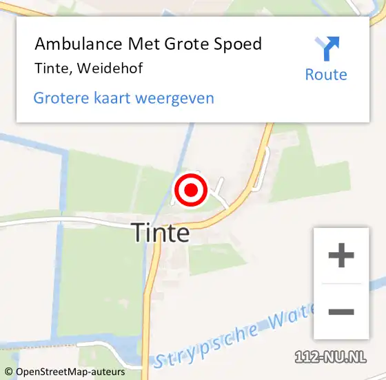 Locatie op kaart van de 112 melding: Ambulance Met Grote Spoed Naar Tinte, Weidehof op 1 september 2021 17:31