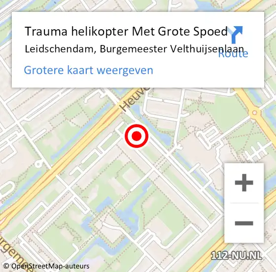 Locatie op kaart van de 112 melding: Trauma helikopter Met Grote Spoed Naar Leidschendam, Burgemeester Velthuijsenlaan op 1 september 2021 17:43