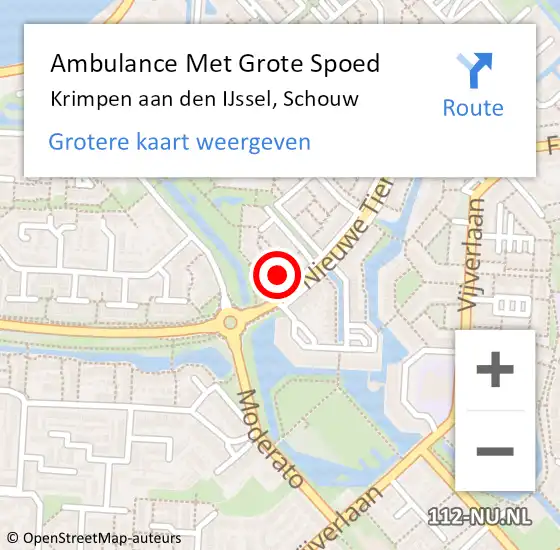 Locatie op kaart van de 112 melding: Ambulance Met Grote Spoed Naar Krimpen aan den IJssel, Schouw op 1 september 2021 17:51