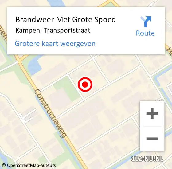 Locatie op kaart van de 112 melding: Brandweer Met Grote Spoed Naar Kampen, Transportstraat op 1 september 2021 18:09