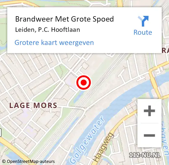 Locatie op kaart van de 112 melding: Brandweer Met Grote Spoed Naar Leiden, P.C. Hooftlaan op 21 juni 2014 14:30