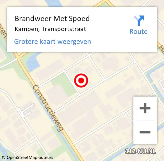 Locatie op kaart van de 112 melding: Brandweer Met Spoed Naar Kampen, Transportstraat op 1 september 2021 18:26