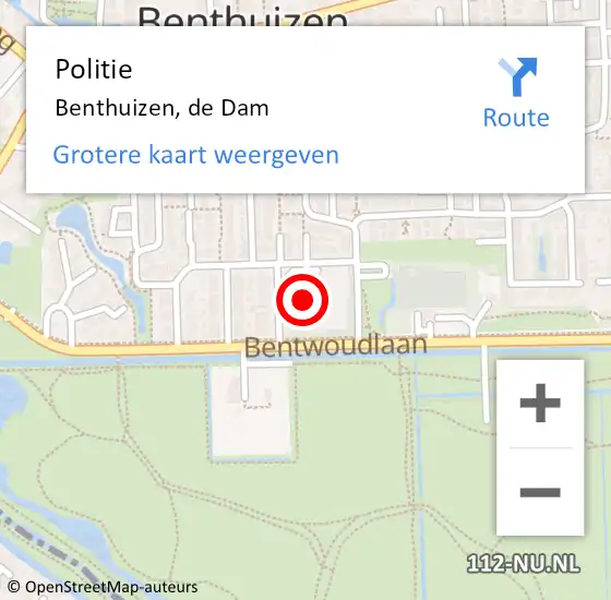 Locatie op kaart van de 112 melding: Politie Benthuizen, de Dam op 1 september 2021 18:33