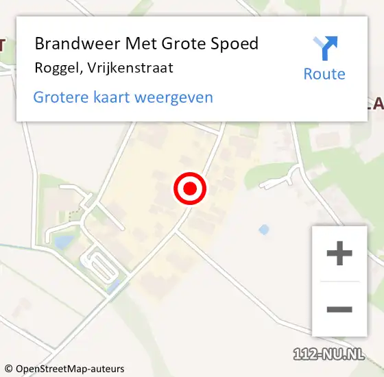 Locatie op kaart van de 112 melding: Brandweer Met Grote Spoed Naar Roggel, Vrijkenstraat op 1 september 2021 18:41