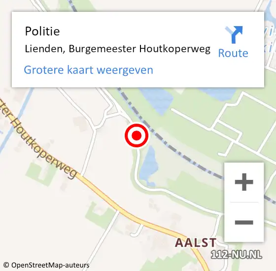 Locatie op kaart van de 112 melding: Politie Lienden, Burgemeester Houtkoperweg op 1 september 2021 18:48