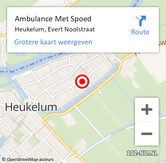 Locatie op kaart van de 112 melding: Ambulance Met Spoed Naar Heukelum, Evert Noolstraat op 1 september 2021 18:50