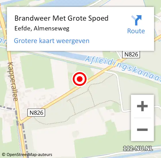 Locatie op kaart van de 112 melding: Brandweer Met Grote Spoed Naar Eefde, Almenseweg op 1 september 2021 18:50