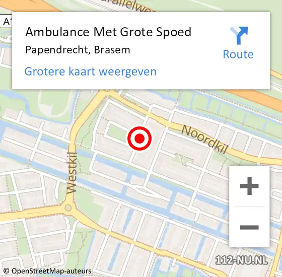 Locatie op kaart van de 112 melding: Ambulance Met Grote Spoed Naar Papendrecht, Brasem op 1 september 2021 19:02