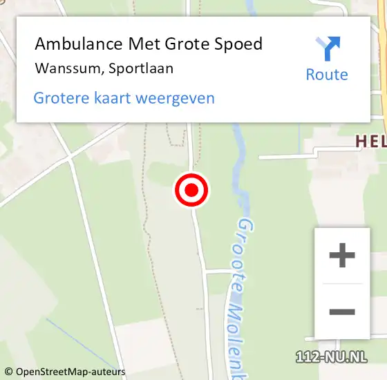 Locatie op kaart van de 112 melding: Ambulance Met Grote Spoed Naar Wanssum, Sportlaan op 21 juni 2014 14:36