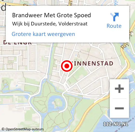 Locatie op kaart van de 112 melding: Brandweer Met Grote Spoed Naar Wijk bij Duurstede, Volderstraat op 1 september 2021 20:12