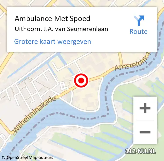 Locatie op kaart van de 112 melding: Ambulance Met Spoed Naar Uithoorn, J.A. van Seumerenlaan op 1 september 2021 20:30