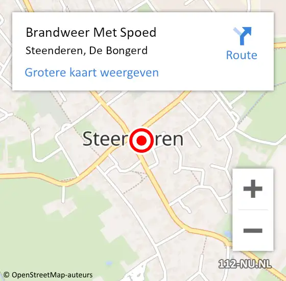 Locatie op kaart van de 112 melding: Brandweer Met Spoed Naar Steenderen, De Bongerd op 1 september 2021 21:10