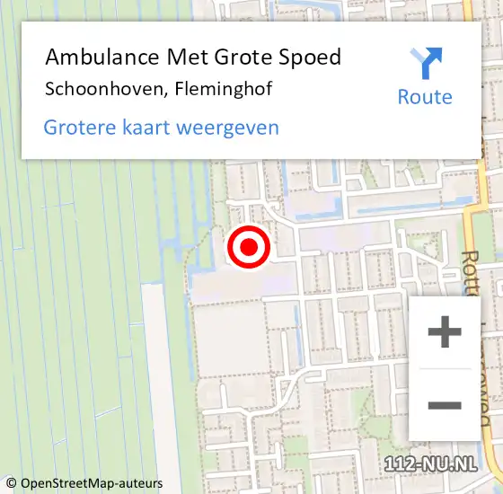 Locatie op kaart van de 112 melding: Ambulance Met Grote Spoed Naar Schoonhoven, Fleminghof op 1 september 2021 21:17