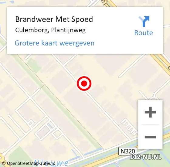 Locatie op kaart van de 112 melding: Brandweer Met Spoed Naar Culemborg, Plantijnweg op 1 september 2021 21:19